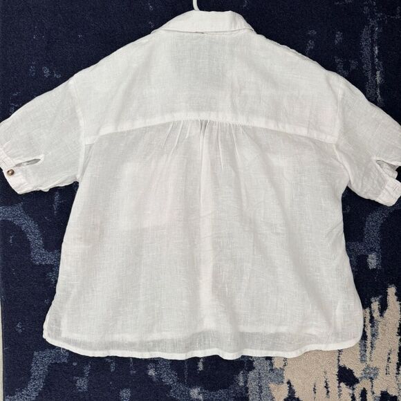 SOLD! Pilcro Linen Surf Buttondown Shirt XXS White - Picture 4 of 8